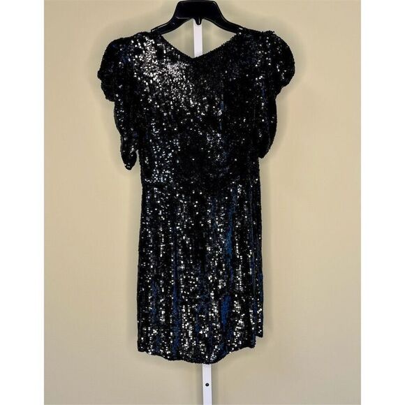 P.A.R.O.S.H. NWT Goody Sequin Cocktail Dress   w/Velvet Belt in Black Size S - Picture 4 of 11